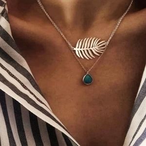 Turtle leaf palm 2 layer necklace